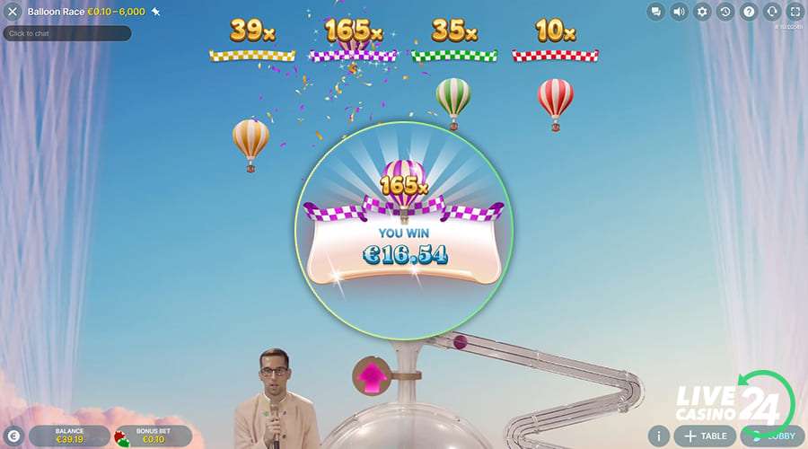 Fifth step in playing Balloon Race live slot