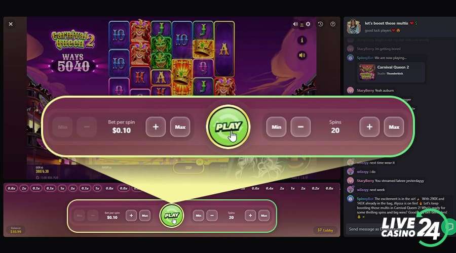 Second step in playing Bet with Streamers