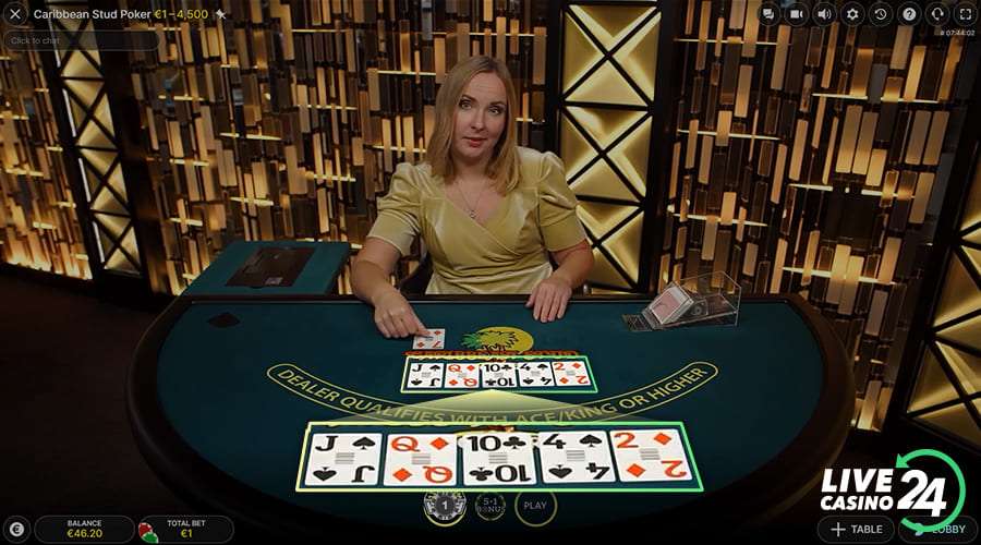 Second step in playing Caribbean Stud Poker live game