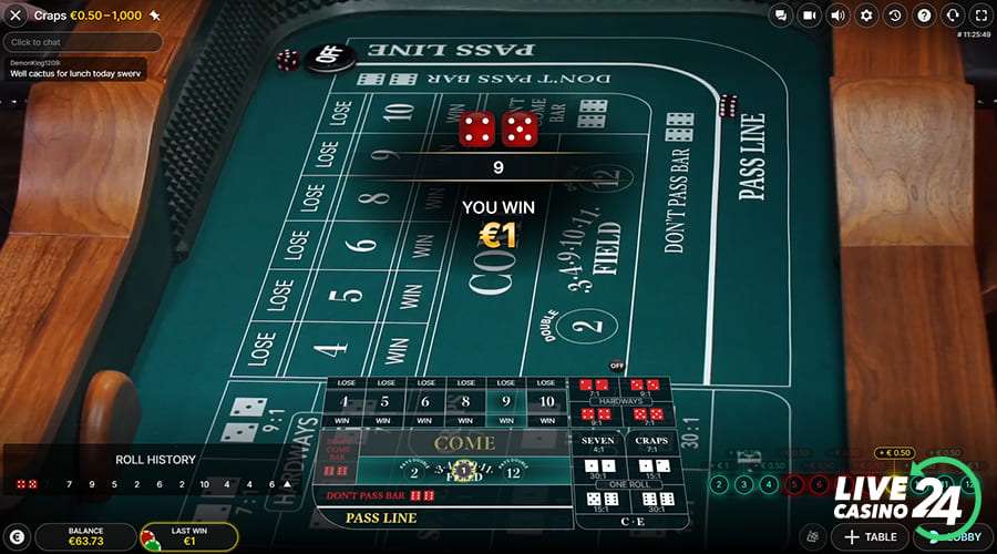 Third step in playing Craps live casino game