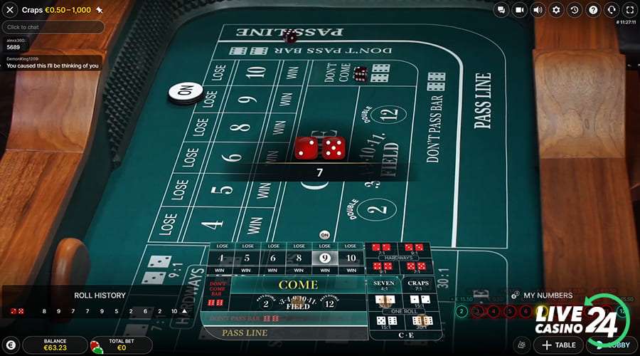 Sixth step in playing Craps live casino game