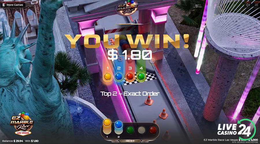 Quarto passo para jogar o jogo de cassino EZ Marble Race Las Vegas