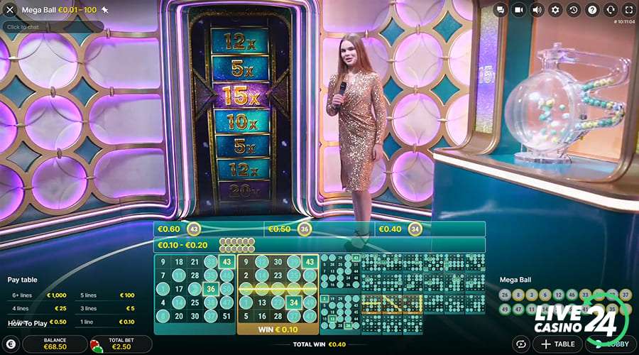 Fifth step in playing Mega Ball live casino game