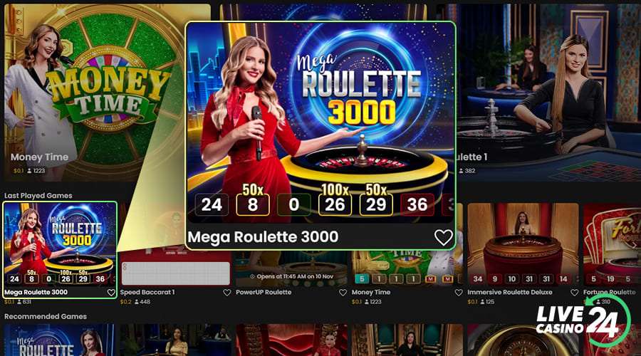 Primeiro passo para jogar o jogo de cassino ao vivo Mega Roulette 3000