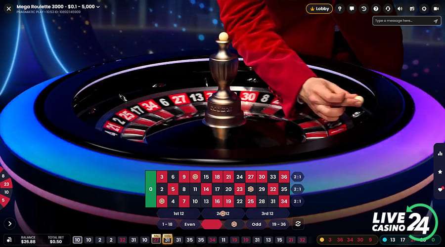 Terceiro passo para jogar o jogo de cassino ao vivo Mega Roulette 3000