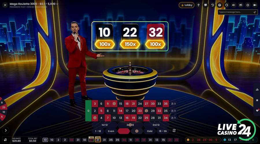 Quarto passo para jogar Mega Roulette 3000 jogo de cassino ao vivo