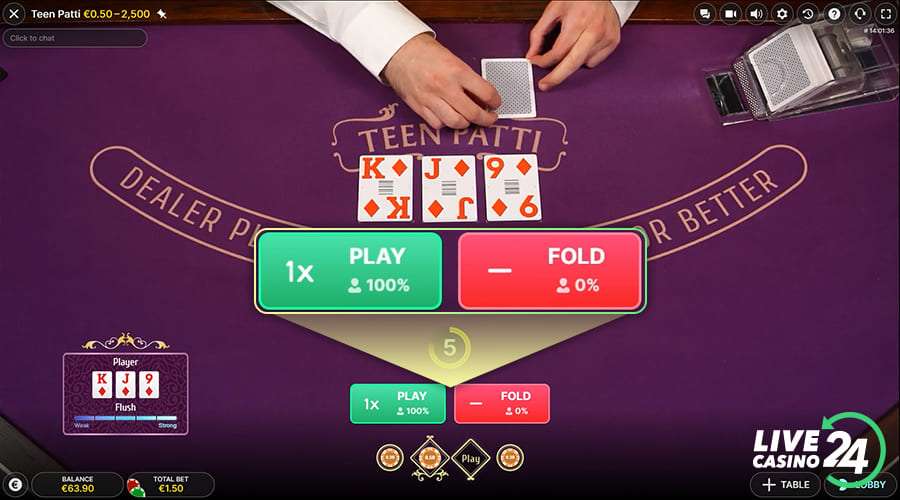 Third step in playing Teen Patti Live