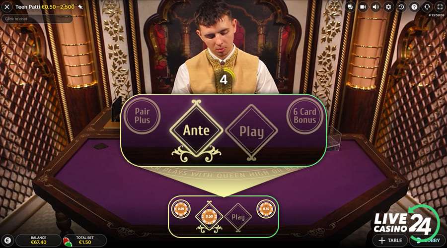 Sixth step in playing Teen Patti Live