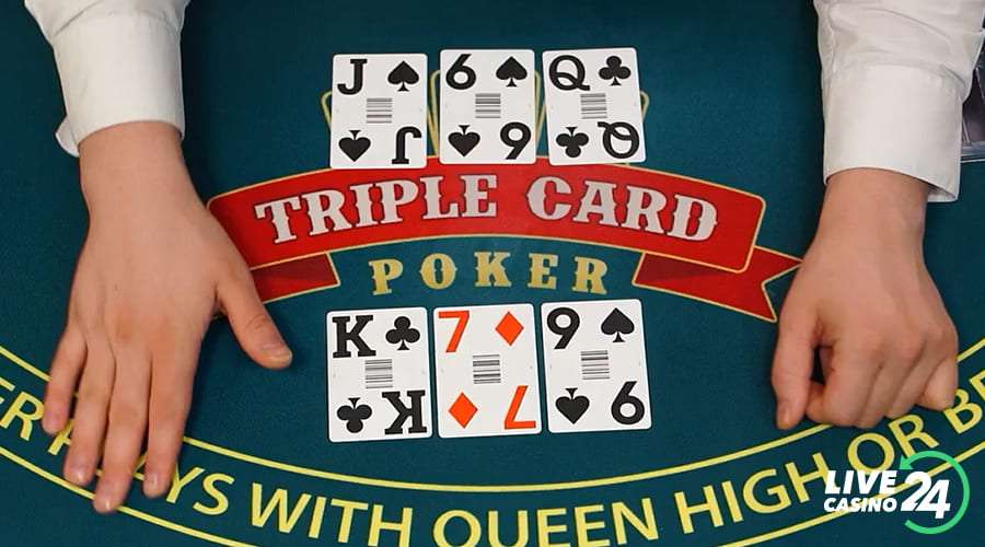 Fourth step in playing Triple Card Poker live casino game
