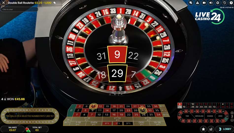 Double Ball Roulette Winning numbers