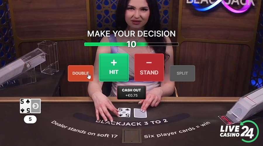 Fourth step in playing Infinite Blackjack live casino game