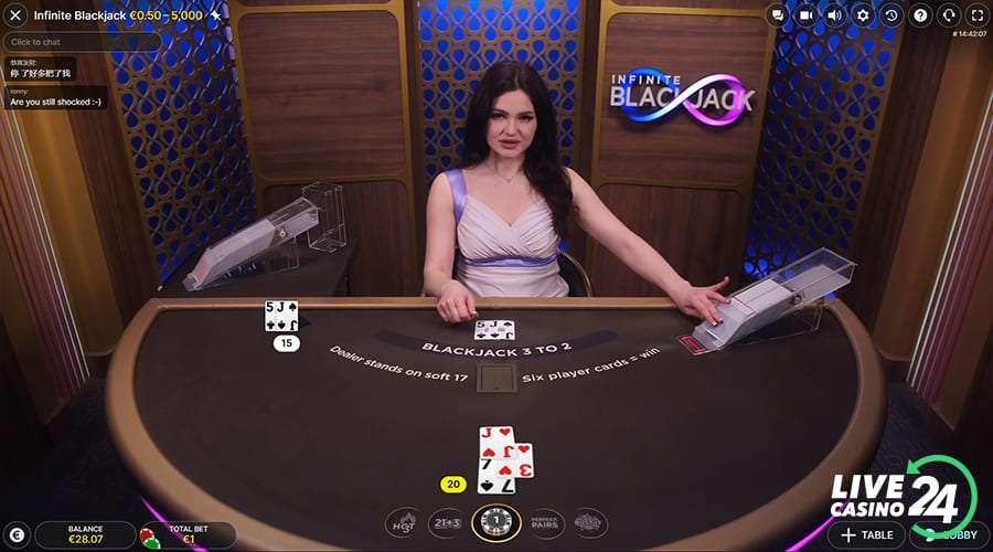 Fifth step in playing Infinite Blackjack live casino game
