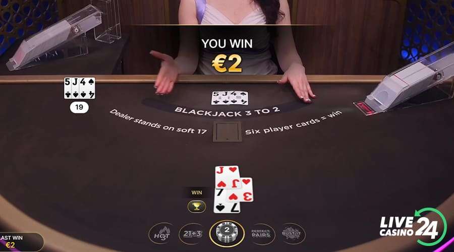 Sixth step in playing Infinite Blackjack live casino game