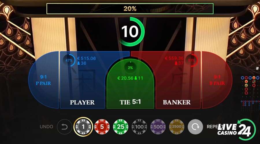 First step in playing Lightning Baccarat live casino game