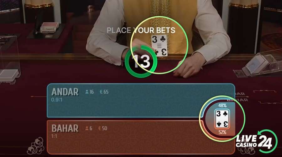 Second step in playing Super Andar Bahar live casino game