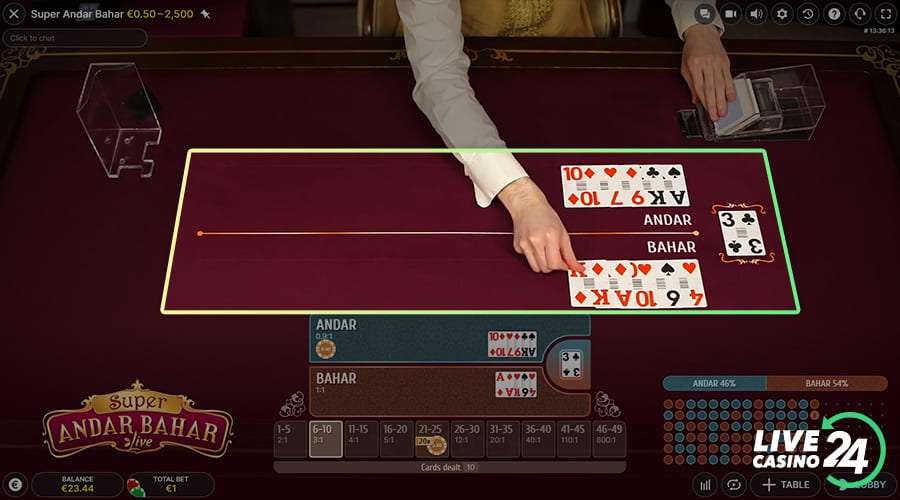 Fourth step in playing Super Andar Bahar live casino game