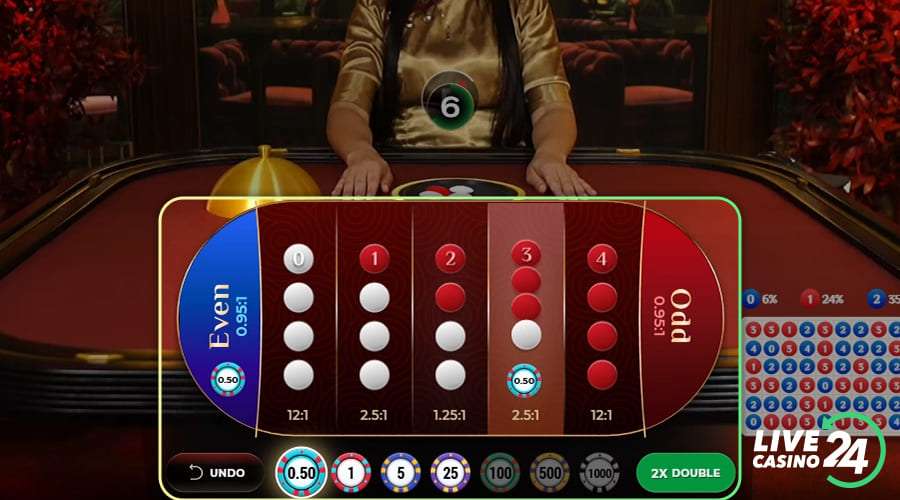 Second step in playing Ultimate Flip live casino game