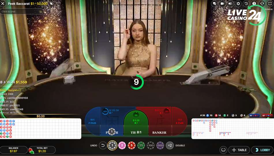 Peek Baccarat pick your first bet livecasino24