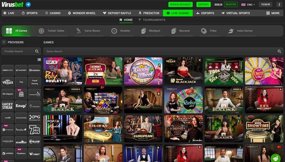 Giochi da casinò live su Virusbet