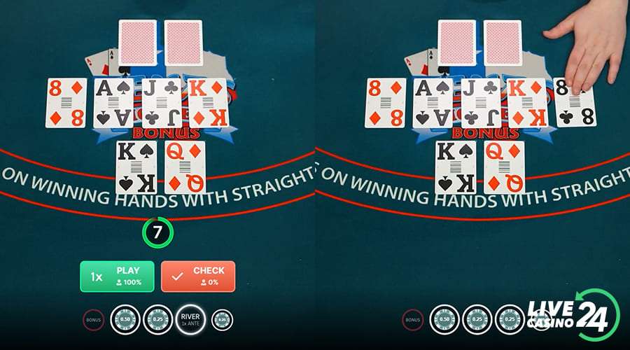 Fifth step in playing Texas Hold’em Bonus Poker casino game
