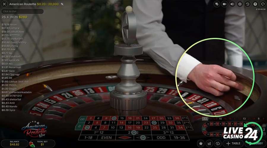 Terceiro passo para jogar o jogo de cassino ao vivo american roulette
