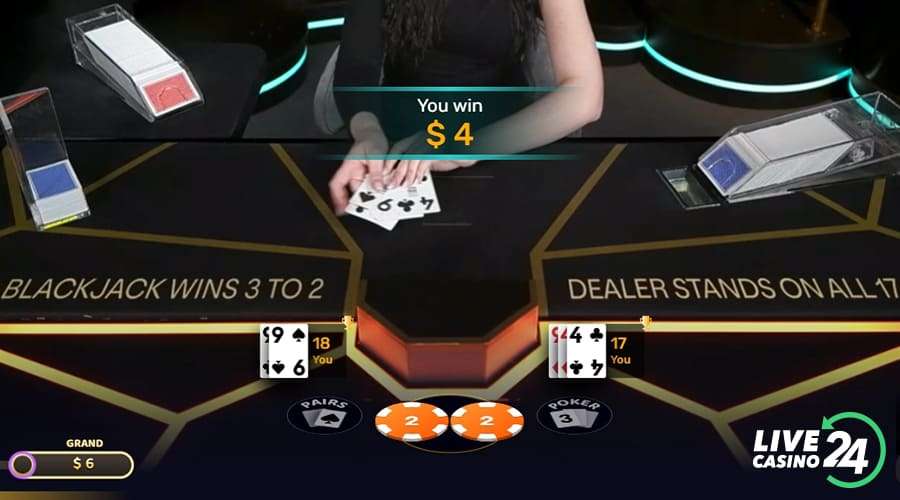 Fourth step in playing Grand Bonus Blackjack live casino game