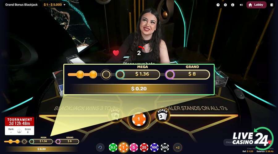 Fifth step in playing Grand Bonus Blackjack live casino game