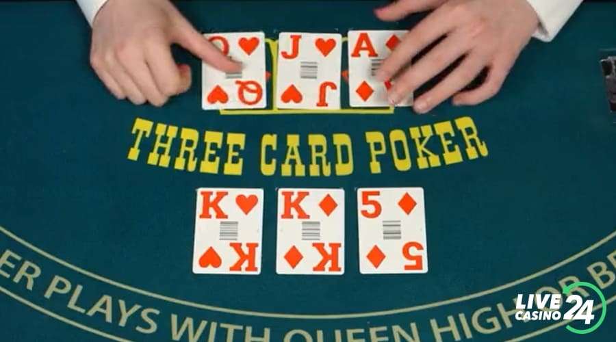 Fifth step in playing three card poker live casino game