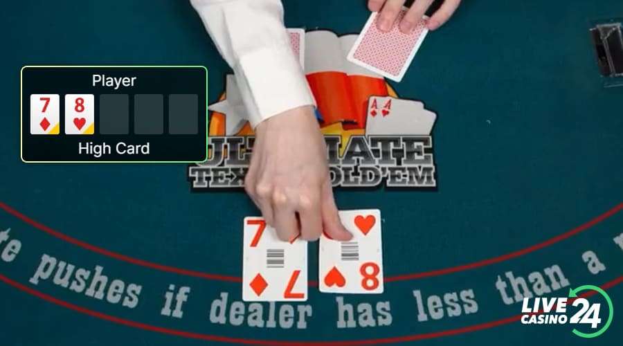 Second step in playing Ultimate Texas Hold’em live casino game