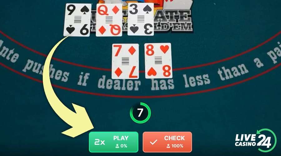 Fourth step in playing Ultimate Texas Hold’em live casino game