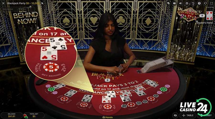 Derde stap bij het spelen van het Blackjack Party live casinospel
