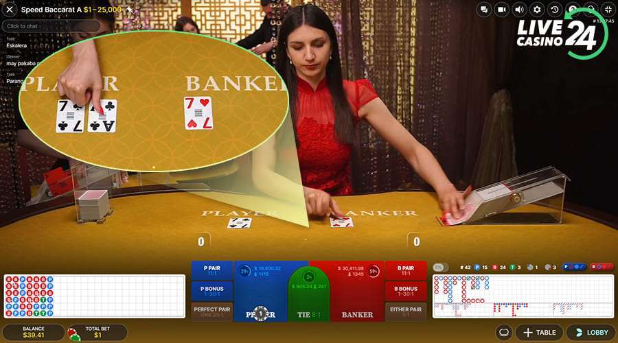 Second step in playing Live Speed Baccarat by Evolution