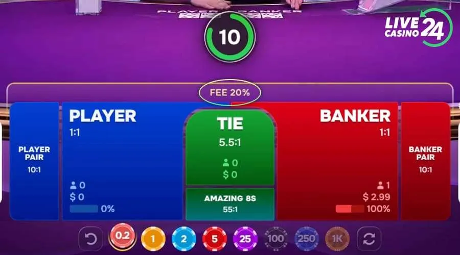 First step in playing Amazing Baccarat live casino game