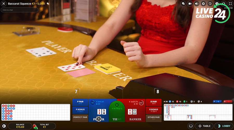 Segundo passo para jogar o jogo de cassino ao vivo Baccarat Squeeze